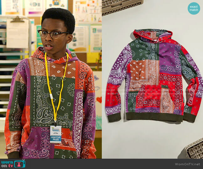 BDG Bandana Hoodie Sweatshirt worn by Noah Lambert (Israel Johnson) on Bunkd