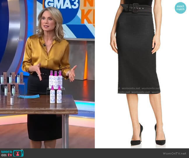 Alice + Olivia Kerstin Belted Pencil Skirt worn by Amy Robach on Good Morning America