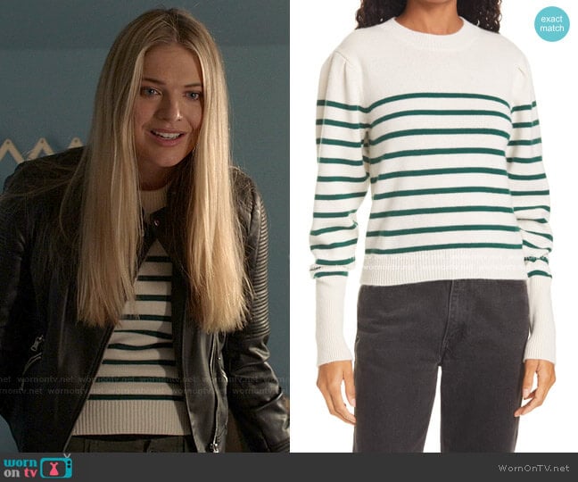 La Ligne Stripe Puff Sleeve Cashmere Sweater worn by Tami Tamietti (Kate Miner) on Shameless