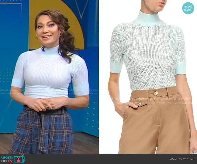 Alice + Olivia Lanie Top worn by Ginger Zee on Good Morning America