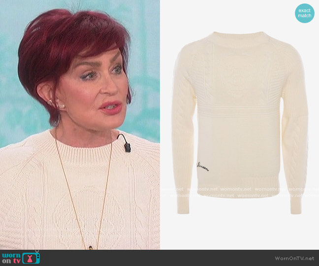 Alexander McQueen Classic Patchwork Skull Sweater worn by Sharon Osbourne on The Talk