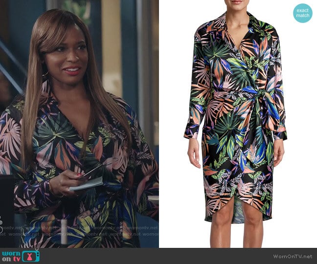 Milly Jordan Tropical Wrap Dress worn by Mika (Kimrie Lewis) on Kenan