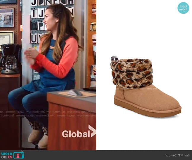 Ugg Mini Fluff Quilted Leopard Print Boot worn by Cheyenne (Nichole Bloom) on Superstore