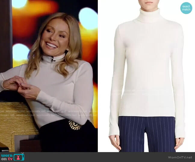 Ralph Lauren Mulberry Silk Turtleneck worn by Kelly Ripa on Live with Kelly and Mark