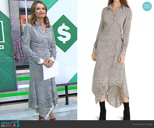 Veronica Beard Ondine Houndstooth Wrap Dress worn by Savannah Guthrie on Today