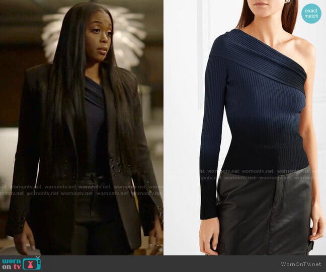 Altuzarra Padma One-Sleeve Top worn by Anissa Pierce (Nafessa Williams) on Black Lightning