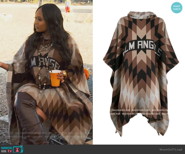 Palm Angels Geometric Hooded Poncho