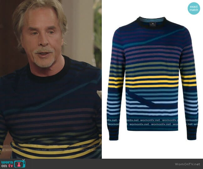 Paul Smith Striped-pattern Crew Neck Jumper worn by Rick (Don Johnson) on Kenan