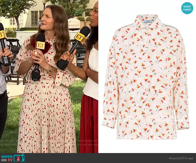 Prada Floral-print Buttoned Shirt worn by Drew Barrymore on The Drew Barrymore Show
