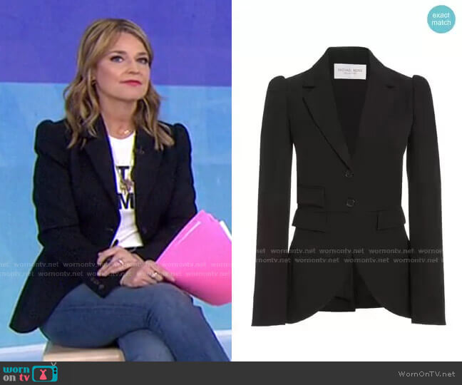 Michael Kors Puffed-Sleeve Gabardine Blazer worn by Savannah Guthrie on Today