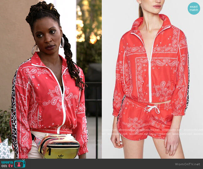 Pam & Gela Paisley Leopard-Stripe Track Jacket worn by Veronica Fisher (Shanola Hampton) on Shameless
