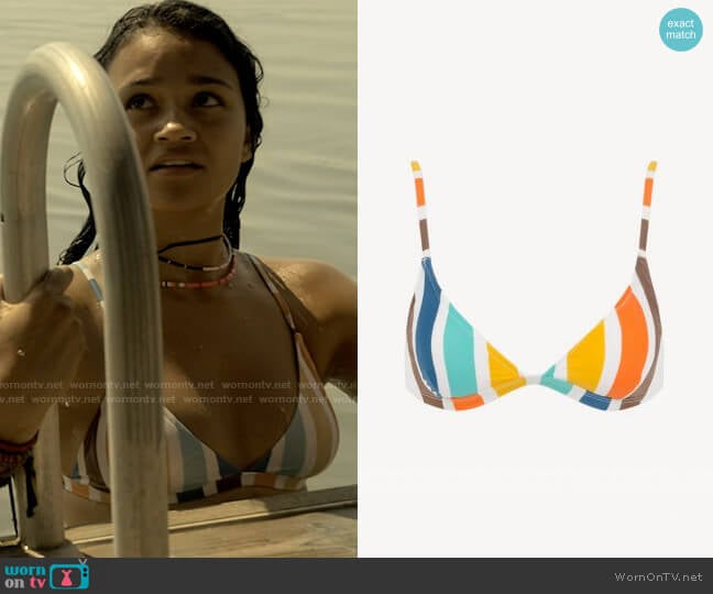 Rhythm Zimbabwe Bikini in Tangelo worn by Kiara Carrera (Madison Bailey) on Outer Banks