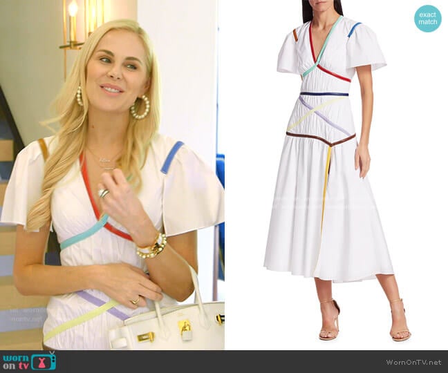 Rosie Assoulin Crisscross Applesauce Dress worn by Kameron Westcott on The Real Housewives of Dallas