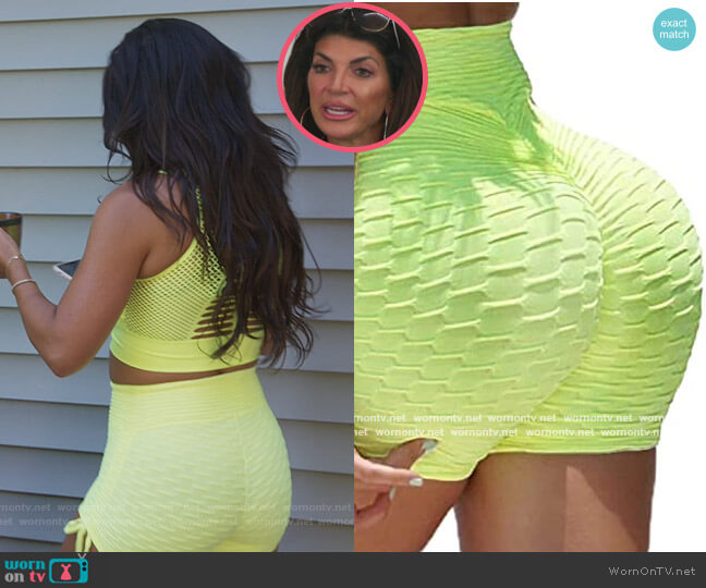 Seasum Scrunch Yoga Shorts worn by Teresa Giudice on The Real Housewives of New Jersey