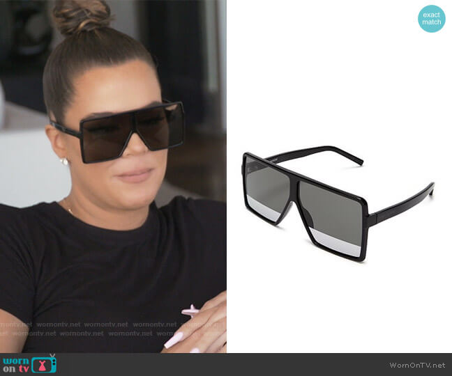 Saint Laurent 183 Betty Square Shield Sunglasses worn by Khloe Kardashian on Keeping Up with the Kardashians