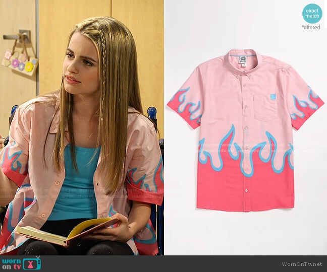 Salem 7 Flame Pink Short Sleeve Button Up Shirt