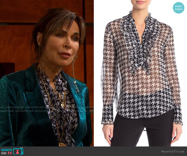 Equipment Samine Houndstooth Top worn by Kate Roberts (Lauren Koslow) on Days of our Lives