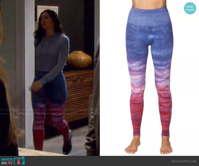 Spiritual Gangster Metta Watercolor Print Leggings worn by Gabi Hernandez (Camila Banus) on Days of our Lives