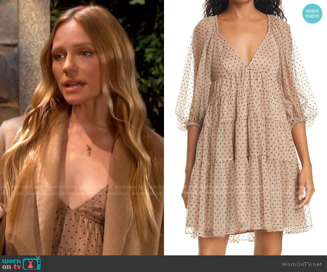 Staud Meadow Dot Minidress worn by Abigail Deveraux (Marci Miller) on Days of our Lives