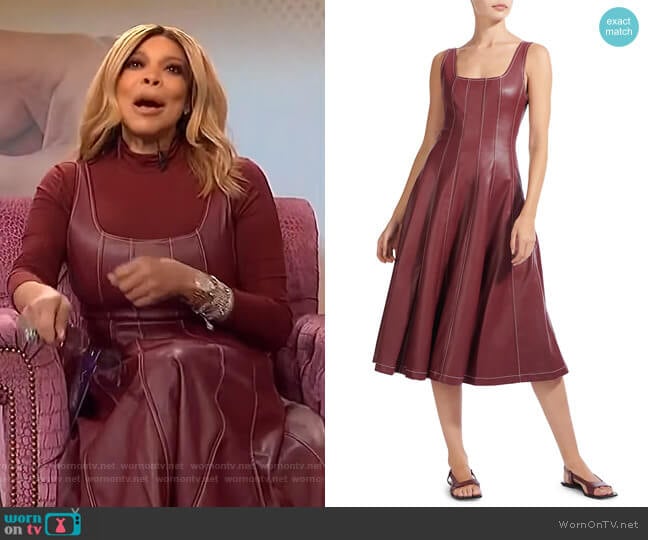 Staud Wells Squareneck Faux-Leather Midi Dress worn by Wendy Williams on The Wendy Williams Show
