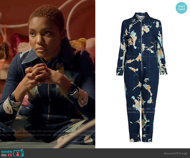 Stella McCartney Organic Stretch-Cotton Denim All-In-One Jumpsuit worn by Jennifer Pierce (China Anne McClain) on Black Lightning