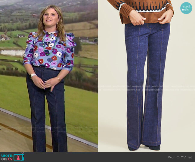 Pearl by Lela Rose Stretch Denim Ruthie Pant worn by Jenna Bush Hager on Today