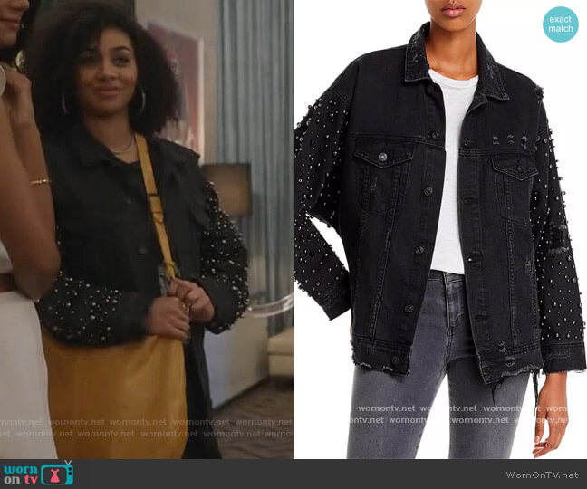 Sunset & Spring Embellished Denim Jacket worn by Patience (Chelsea Tavares) on All American