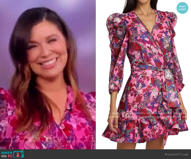 Tanya Taylor Sasha Floral Puff-Sleeve A-Line Wrap Dress