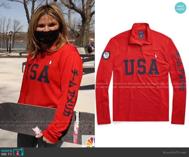Ralph Lauren Team USA One-Year-Out Mesh Pullover worn by Jenna Bush Hager on Today