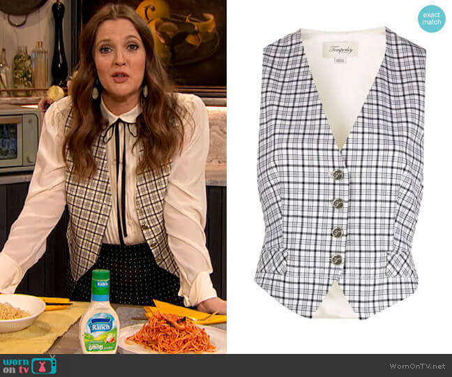 Temperley London Ingenue Tailored Waistcoat worn by Drew Barrymore on The Drew Barrymore Show
