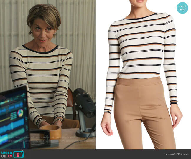 Theory Mirzi M Stripe Merino Wool Sweater