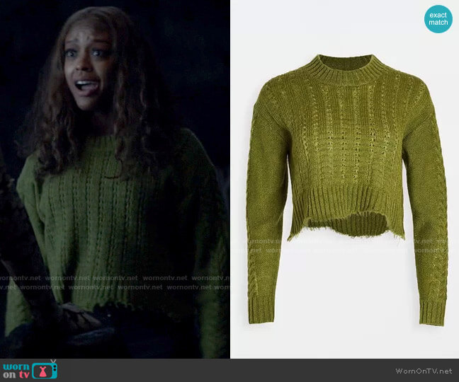 Tibi Distressed Hem Cropped Pullover worn by Ryan Wilder (Javicia Leslie) on Batwoman