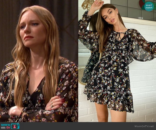 Topshop V-Neck Mini Dress in multi worn by Abigail Deveraux (Marci Miller) on Days of our Lives