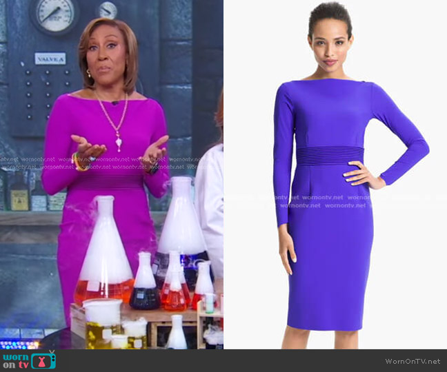 Chiara Boni La Petite Robe Trapunto Waist Sheath Dress worn by Robin Roberts on Good Morning America