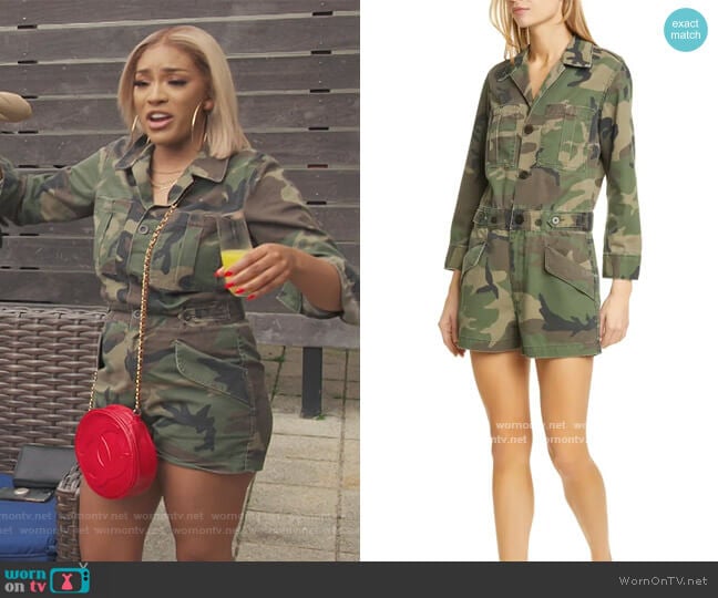 Trave Portia Camo Romper worn by Drew Sidora on The Real Housewives of Atlanta
