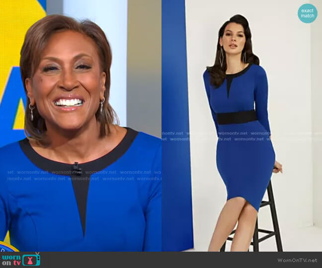 New York & Company Two-Toned Sheath Ponte Dress worn by Robin Roberts on Good Morning America