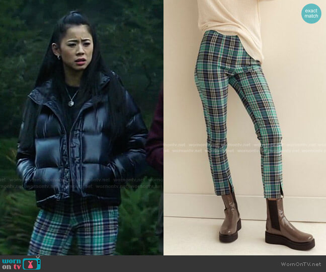 Urban Outfitters Tessa Plaid Notched Pant worn by George Fan (Leah Lewis) on Nancy Drew
