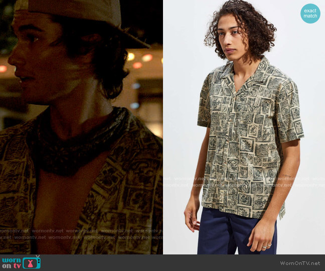 Urban Outfitters Printed Breezy Short Sleeve Button-down Shirt worn by John B (Chase Stokes) on Outer Banks