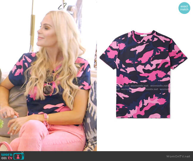 Valentino Camouflage-Print T-shirt worn by Kameron Westcott on The Real Housewives of Dallas