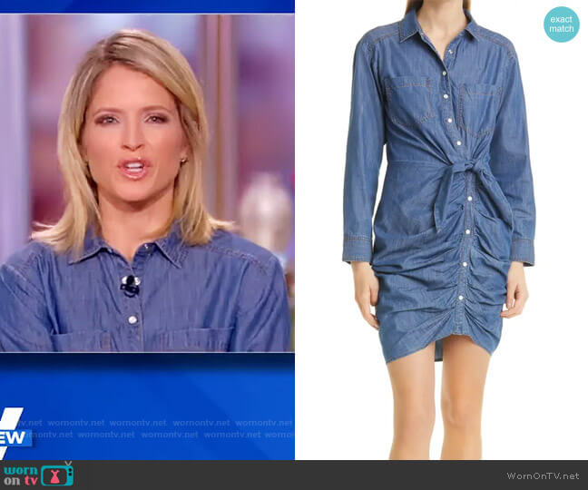 Veronica Beard Sierra Ruched Long Sleeve Denim Dress worn by Sara Haines on The View