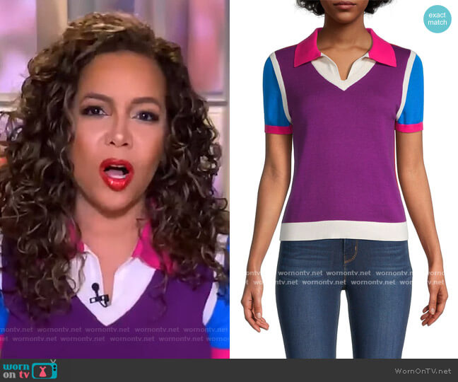 Victor Glemaud Colorblock Polo T-Shirt worn by Sunny Hostin on The View