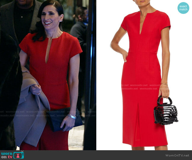 Victoria Beckham Pleated Crepe Midi Dress worn by Delia (Michaela Watkins) on The Unicorn