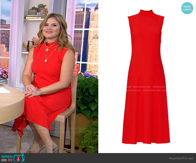 Victoria Victoria Beckham Red High Neck Sleeveless Dress worn by Jenna Bush Hager on Today