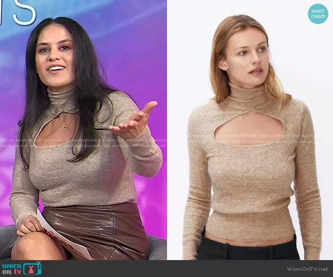 Zara Wool Blend Cut Out Sweater worn by Donna Farizan on Today