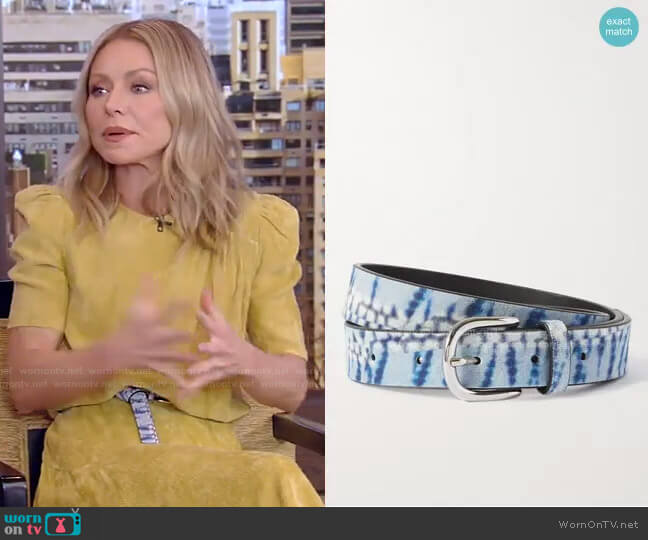 Isabel Marant Zap Tie-Dyed Suede Belt worn by Kelly Ripa on Live with Kelly and Mark