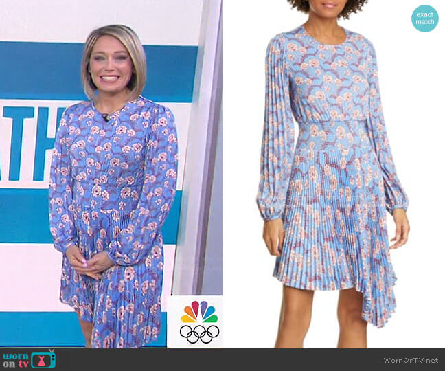 A.L.C. Behati Pleated Long Sleeve Minidress worn by Dylan Dreyer on Today