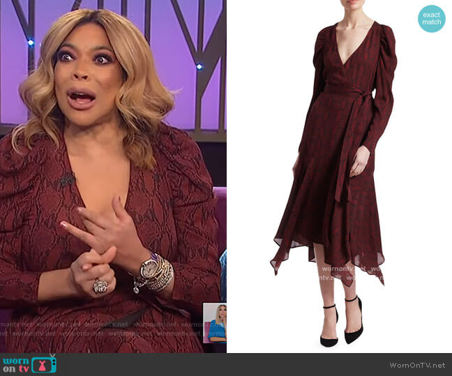 A.L.C. Tianna Wrap Dress worn by Wendy Williams on The Wendy Williams Show
