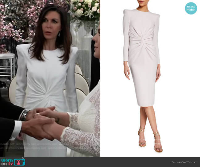 Alex Perry Dakota Crepe Long-Sleeve Dress worn by Anna Devane (Finola Hughes) on General Hospital