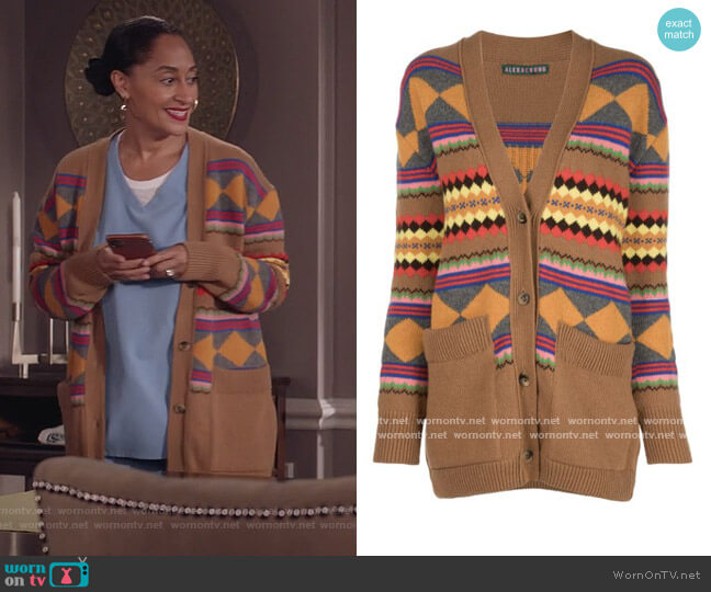 Alexa Chung Jacquard Knit Cardigan worn by Rainbow Johnson (Tracee Ellis Ross) on Black-ish
