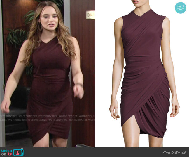 Alexander Wang Sleeveless Asymmetric Drape Sheath Dress worn by Summer Newman (Hunter King) on The Young and the Restless